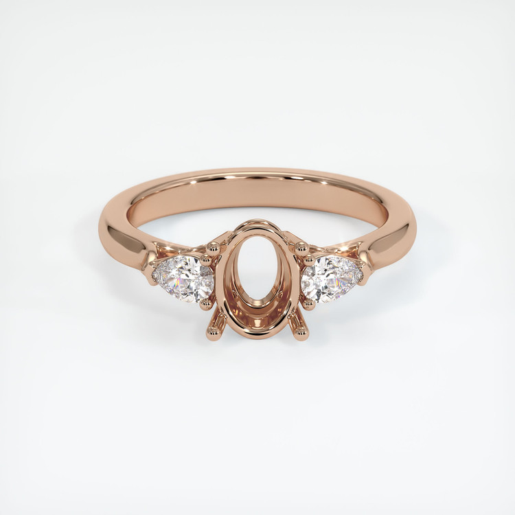 18K Rose Gold Three Stone Ring Setting