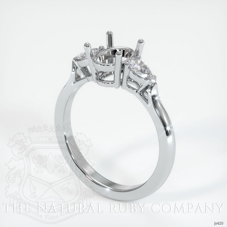 14K White Gold Three Stone Ring Setting