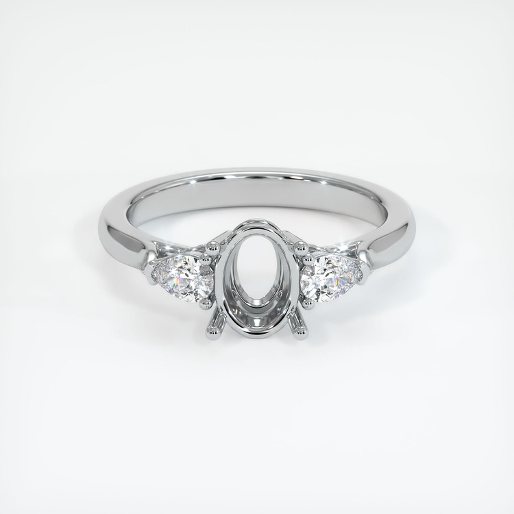 14K White Gold Three Stone Ring Setting