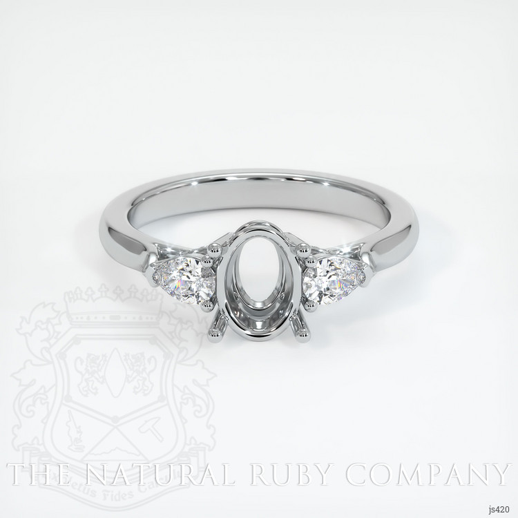 14K White Gold Three Stone Ring Setting