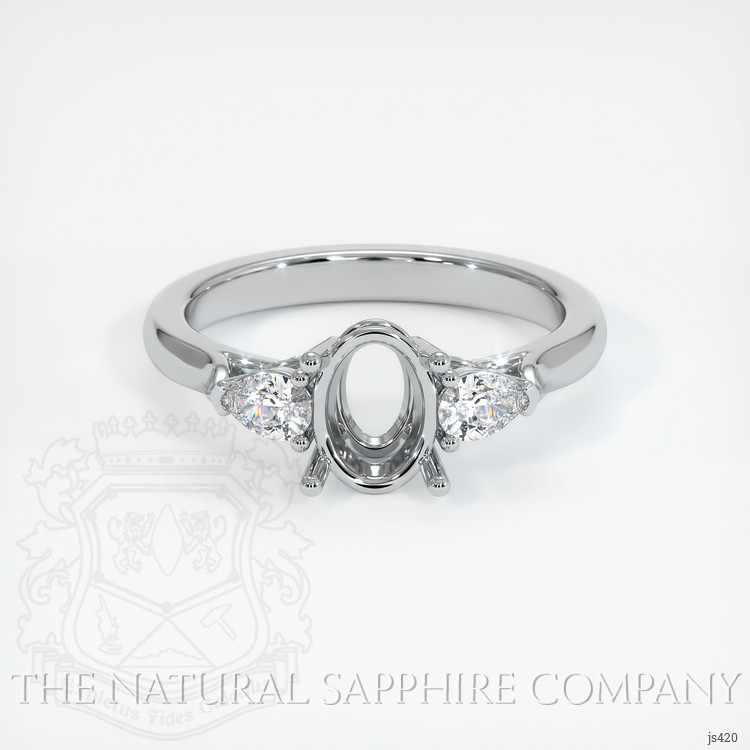 18K White Gold Three Stone Ring Setting