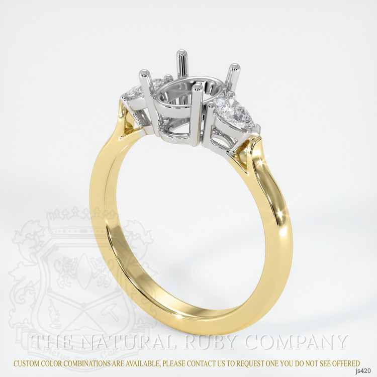 14K White & Yellow Three Stone Ring Setting