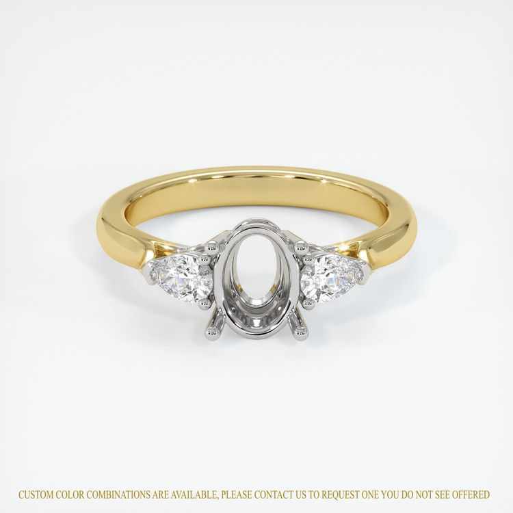 14K White & Yellow Three Stone Ring Setting