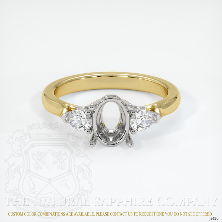 14K White & Yellow Three Stone Ring Setting