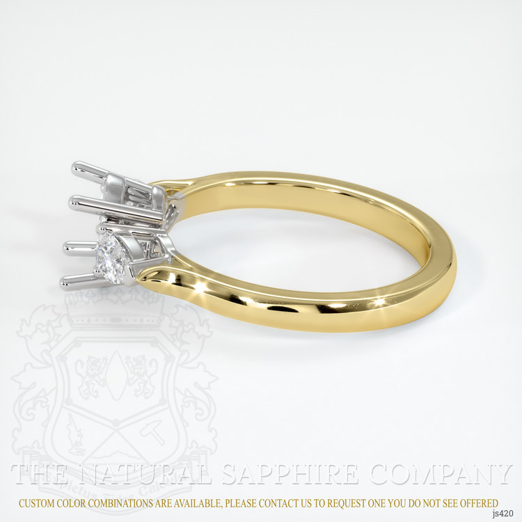 14K White & Yellow Three Stone Ring Setting