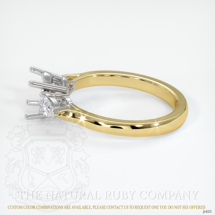 14K White & Yellow Three Stone Ring Setting