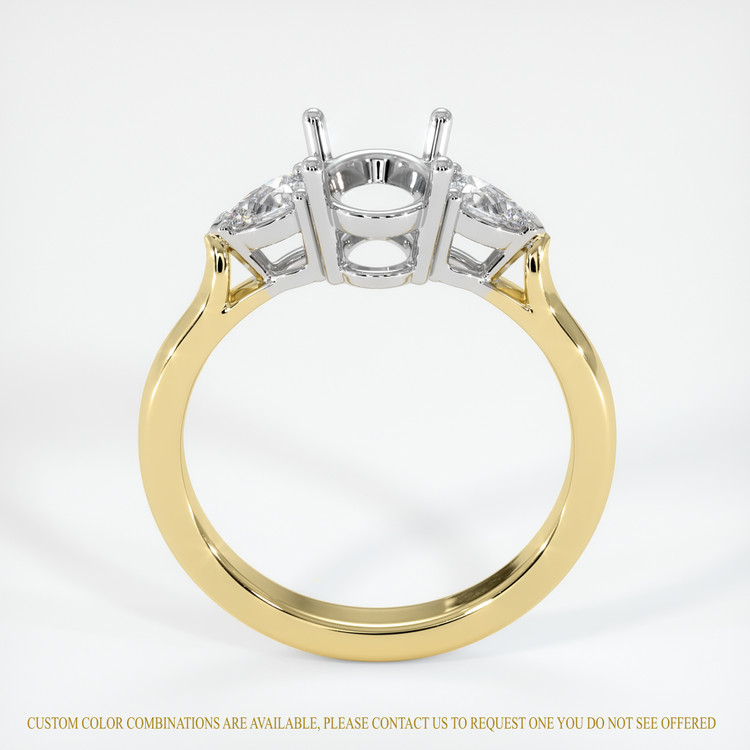 14K White & Yellow Three Stone Ring Setting