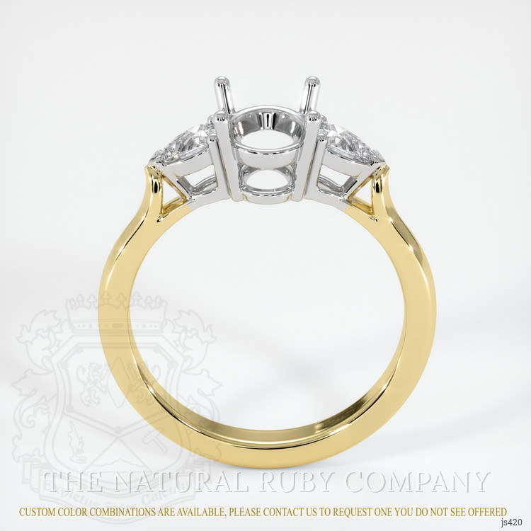 14K White & Yellow Three Stone Ring Setting