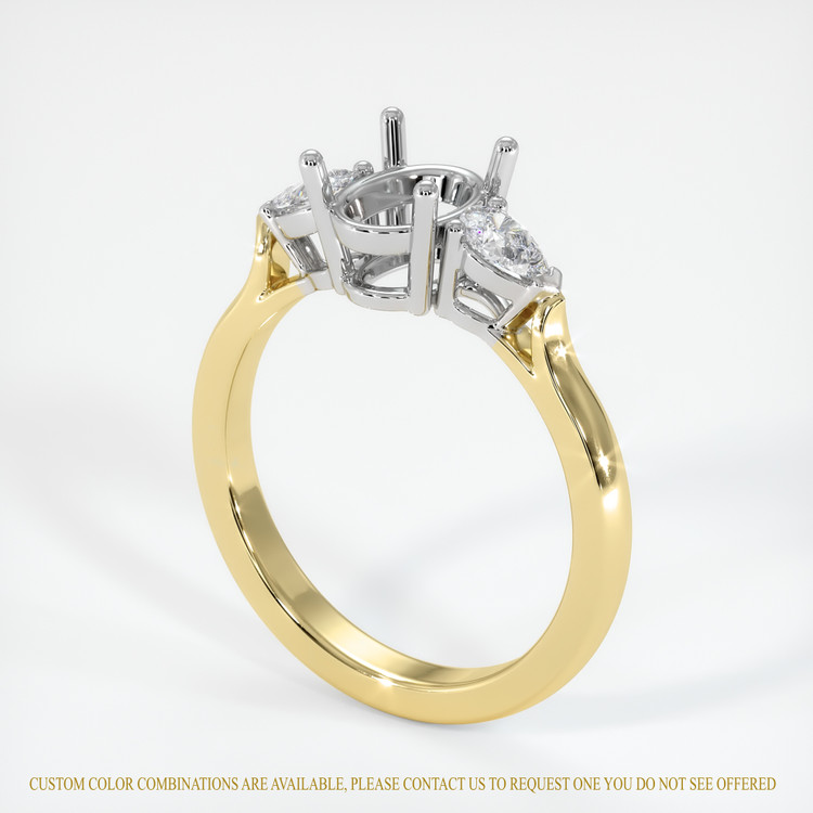 18K White & Yellow Three Stone Ring Setting