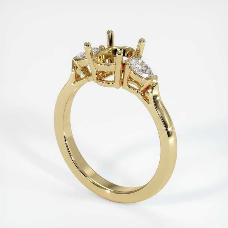 14K Yellow Gold Three Stone Ring Setting