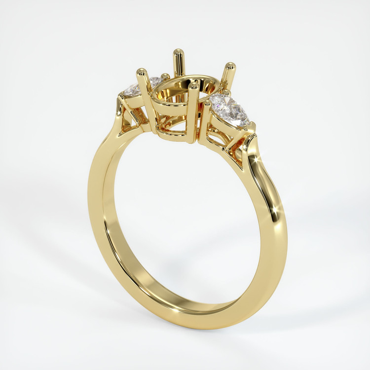 18K Yellow Gold Three Stone Ring Setting
