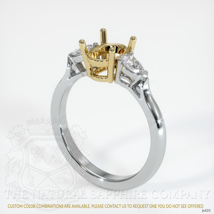 14K Yellow & White Three Stone Ring Setting