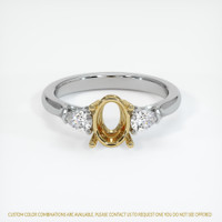 14K Yellow & White Three Stone Ring Setting Image