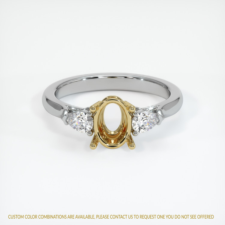 14K Yellow & White Three Stone Ring Setting