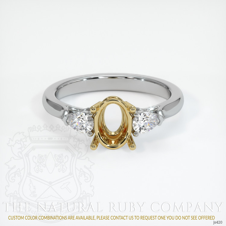14K Yellow & White Three Stone Ring Setting