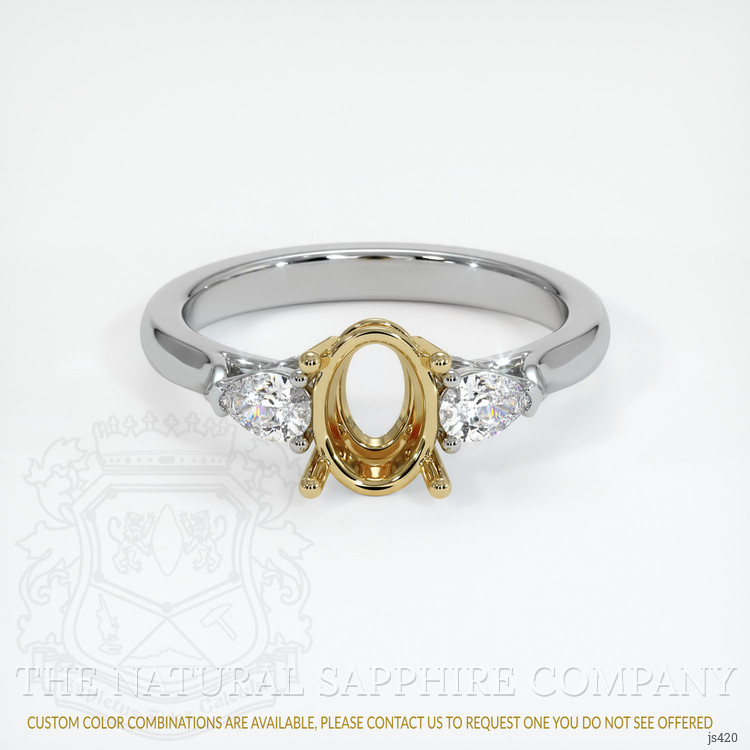 14K Yellow & White Three Stone Ring Setting