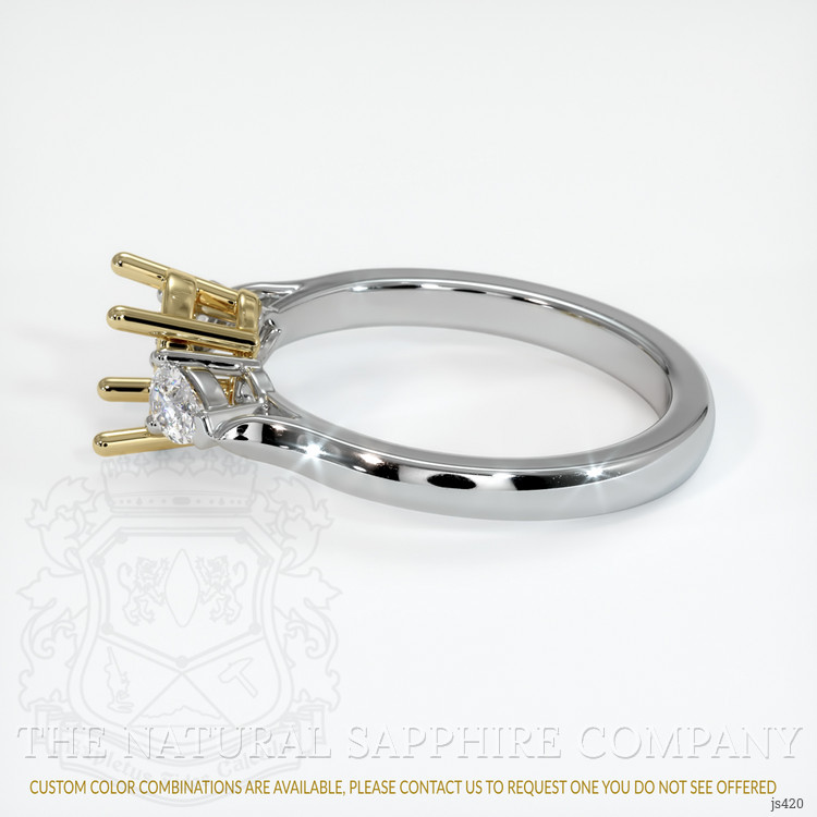 14K Yellow & White Three Stone Ring Setting