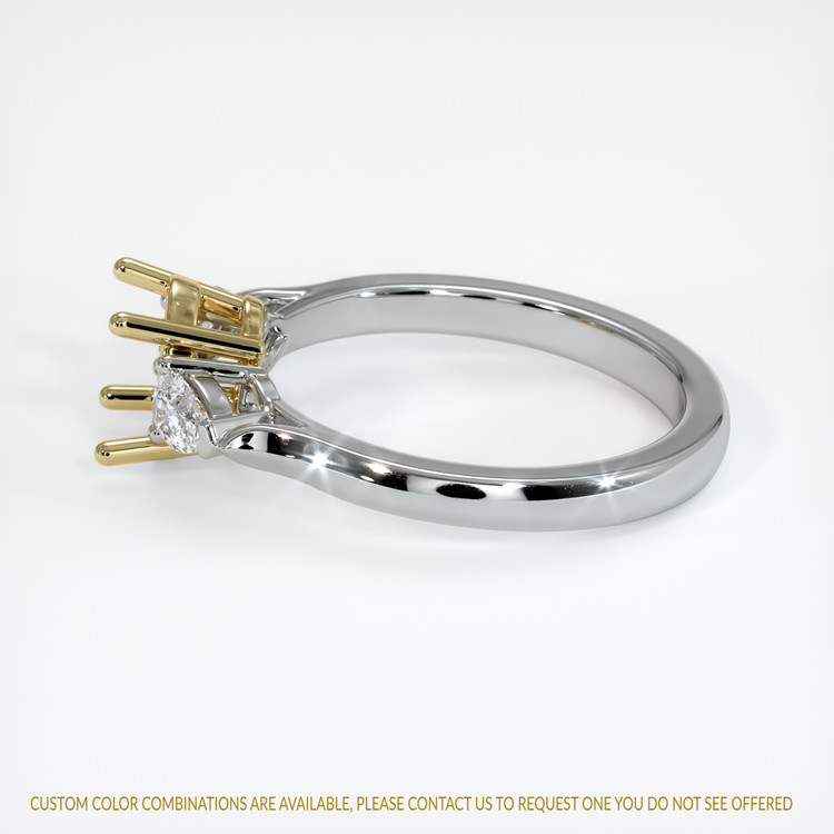 14K Yellow & White Three Stone Ring Setting