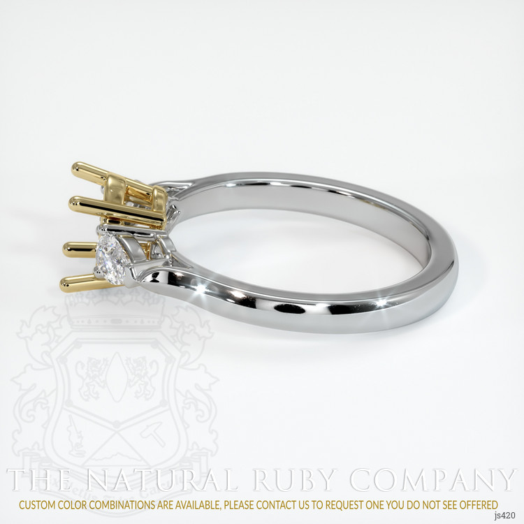 14K Yellow & White Three Stone Ring Setting