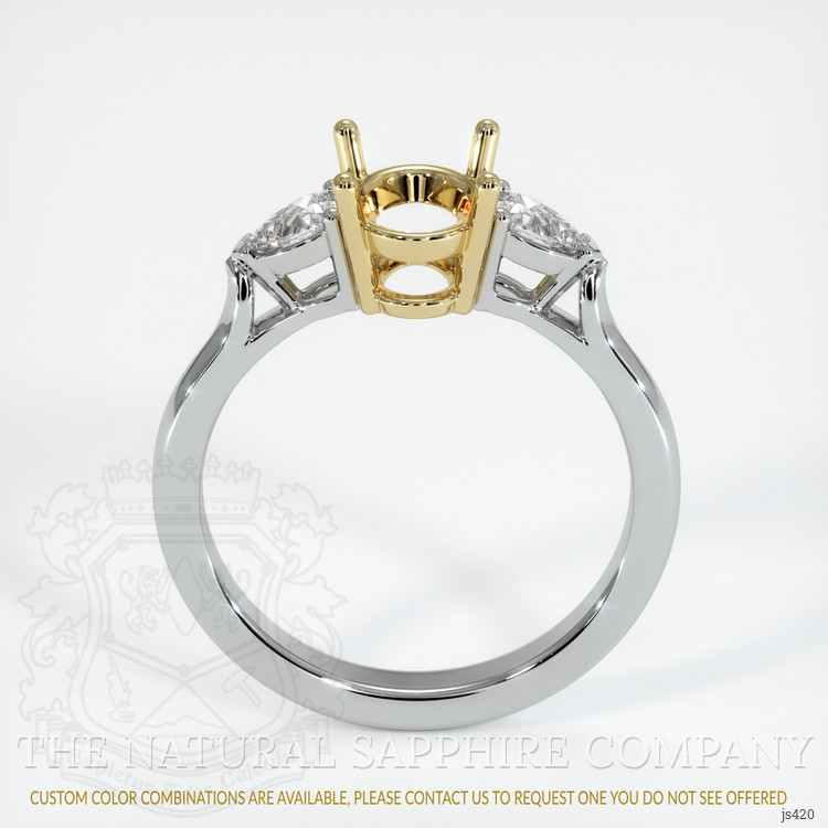 14K Yellow & White Three Stone Ring Setting