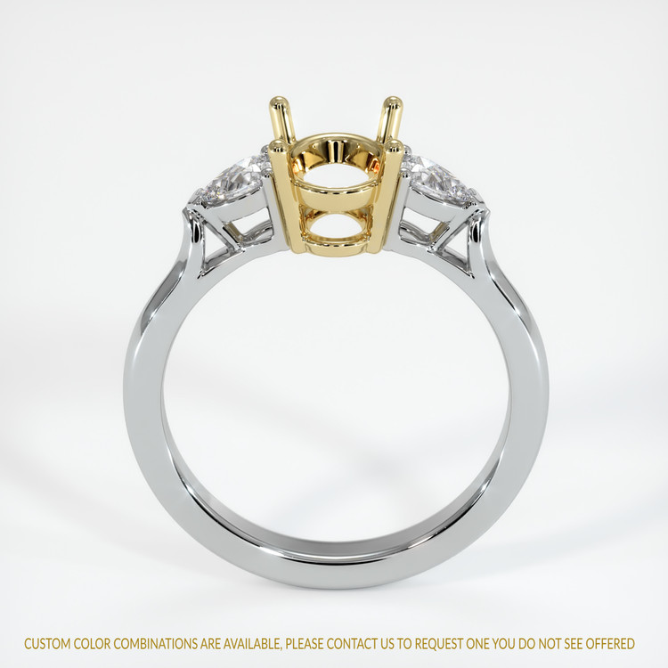 14K Yellow & White Three Stone Ring Setting