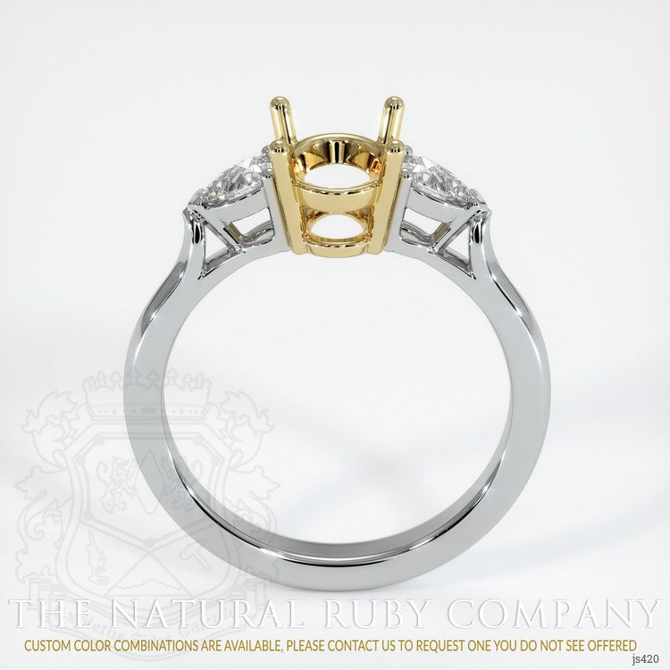 14K Yellow & White Three Stone Ring Setting