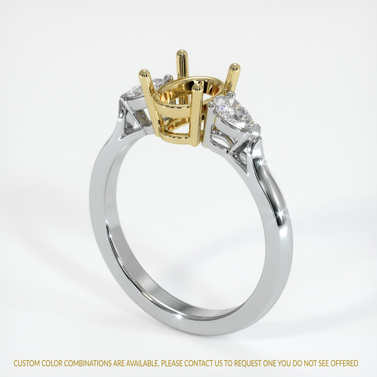 18K Yellow & White Three Stone Ring Setting