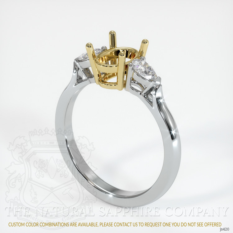 18K Yellow & White Three Stone Ring Setting