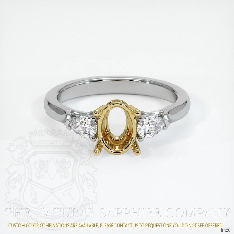 18K Yellow & White Three Stone Ring Setting