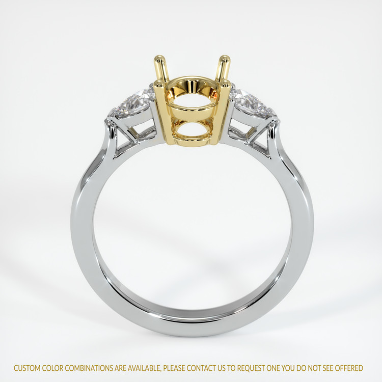 18K Yellow & White Three Stone Ring Setting