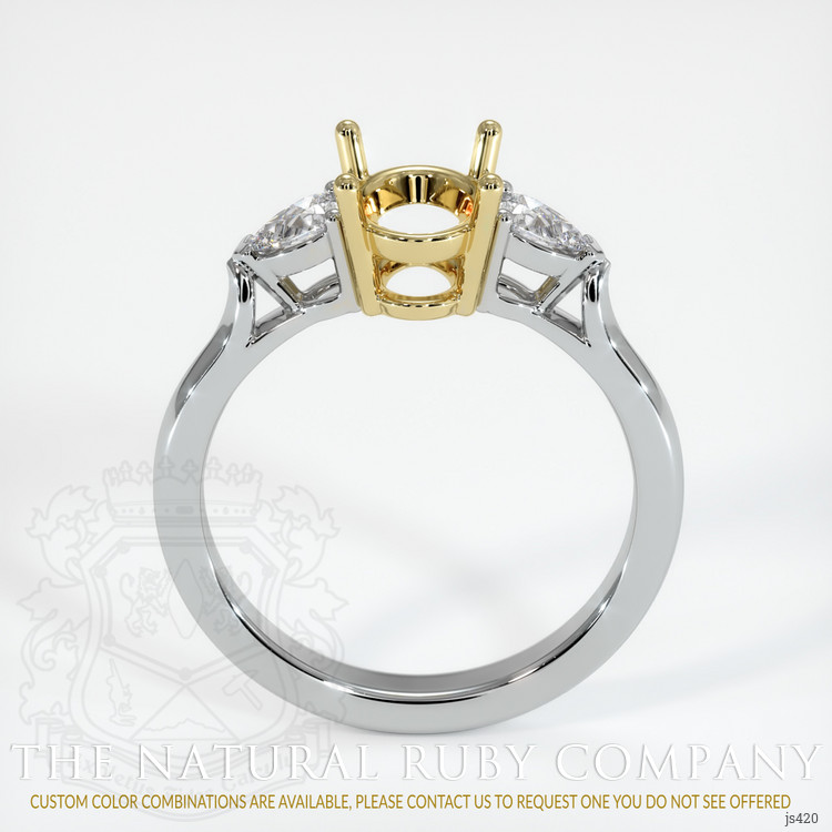 18K Yellow & White Three Stone Ring Setting