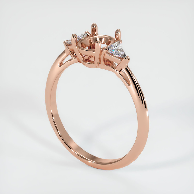 14K Rose Gold Three Stone Ring Setting