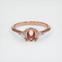 14K Rose Gold Three Stone Ring Setting Image