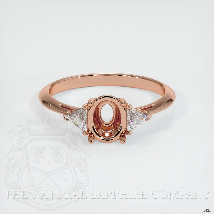 14K Rose Gold Three Stone Ring Setting