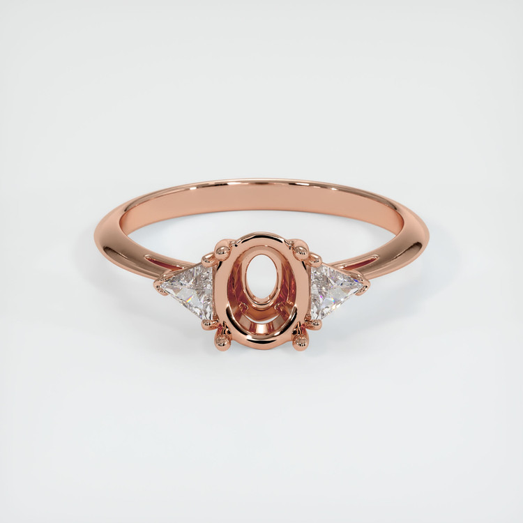 14K Rose Gold Three Stone Ring Setting