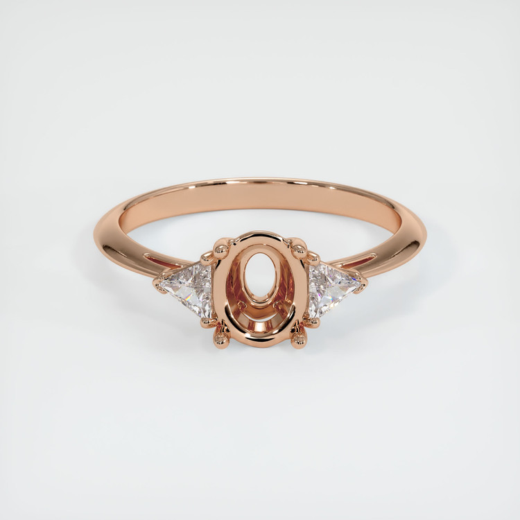 18K Rose Gold Three Stone Ring Setting