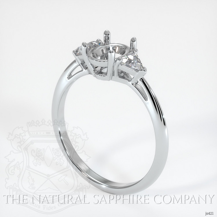 14K White Gold Three Stone Ring Setting
