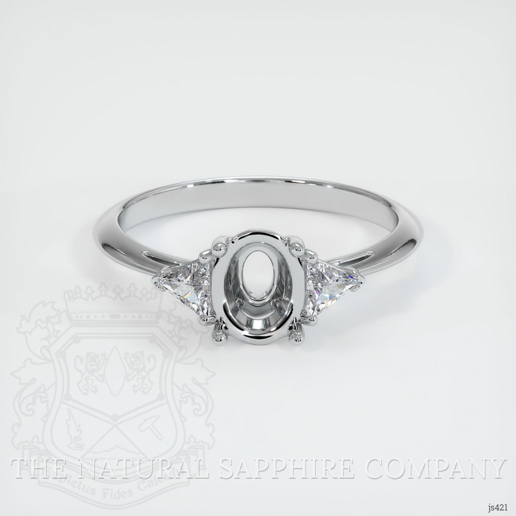 14K White Gold Three Stone Ring Setting