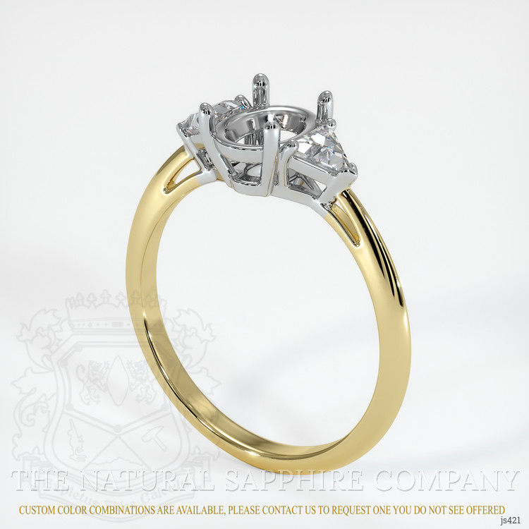 14K White & Yellow Three Stone Ring Setting