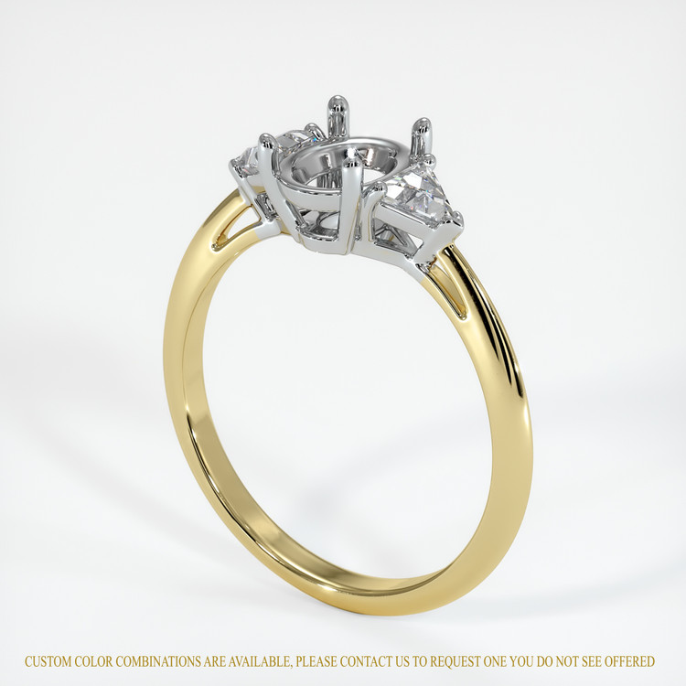 14K White & Yellow Three Stone Ring Setting