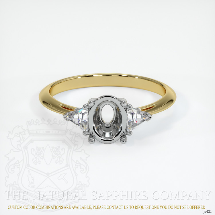 14K White & Yellow Three Stone Ring Setting