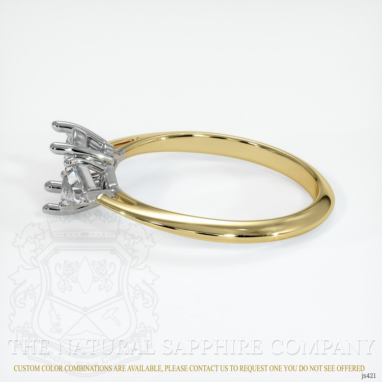 14K White & Yellow Three Stone Ring Setting