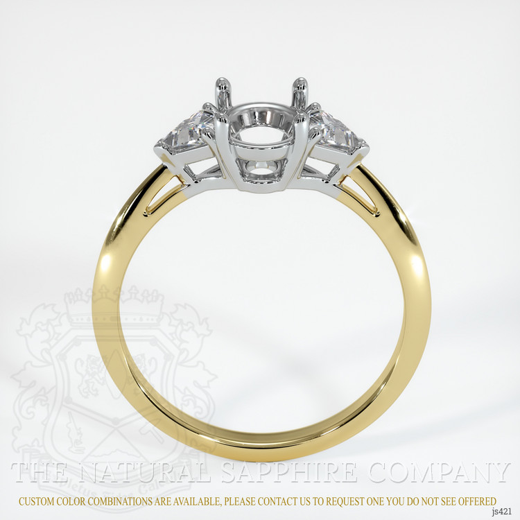 14K White & Yellow Three Stone Ring Setting