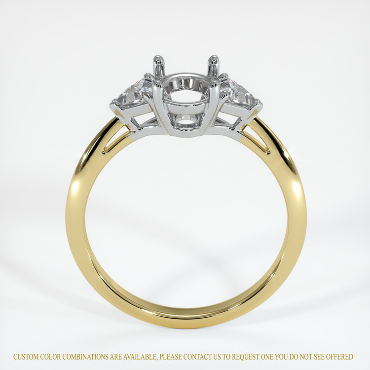 14K White & Yellow Three Stone Ring Setting