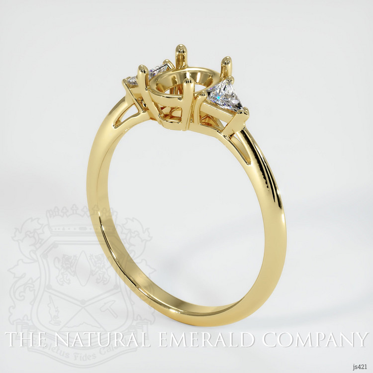 Three Stone Emerald Ring 0.58 Ct., 18K Yellow Gold