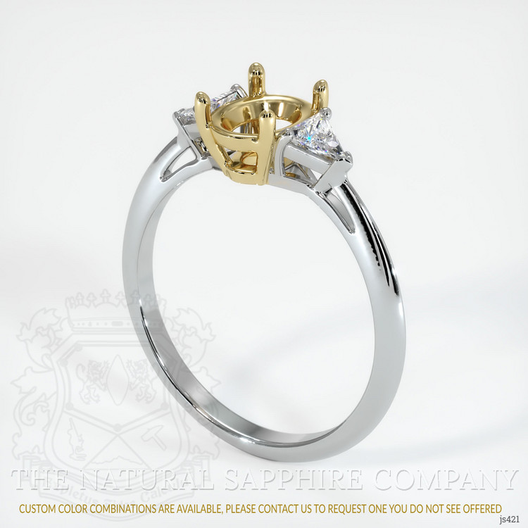 14K Yellow & White Three Stone Ring Setting