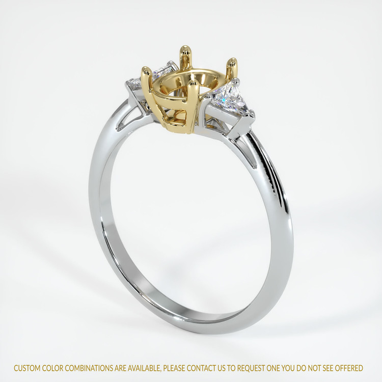 14K Yellow & White Three Stone Ring Setting