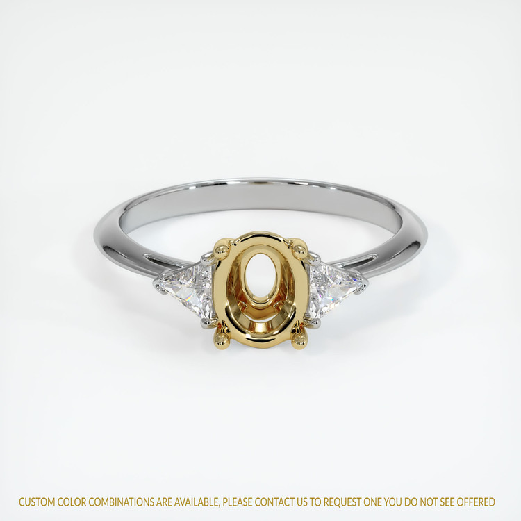 14K Yellow & White Three Stone Ring Setting