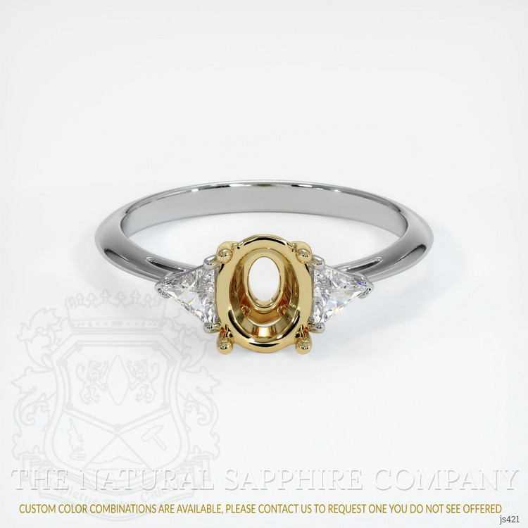 14K Yellow & White Three Stone Ring Setting