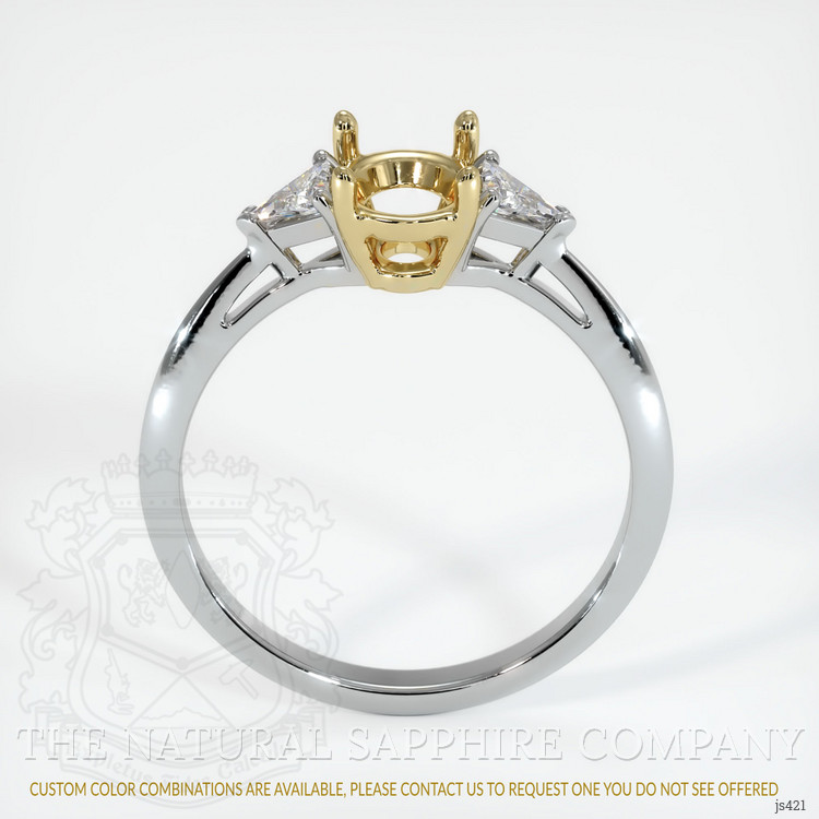 14K Yellow & White Three Stone Ring Setting